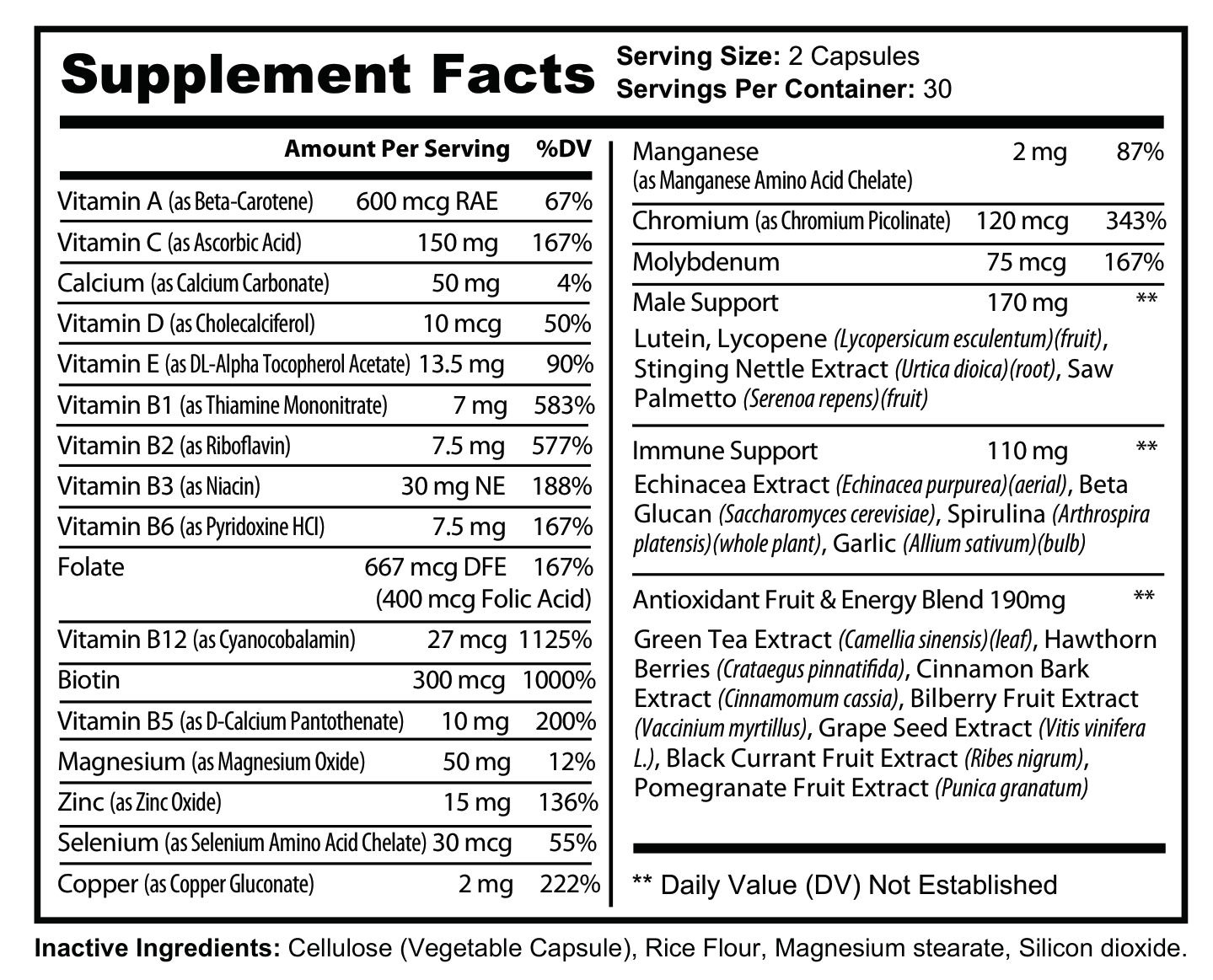 ROC507 Supplement Facts panel, including Daily Values and footnotes